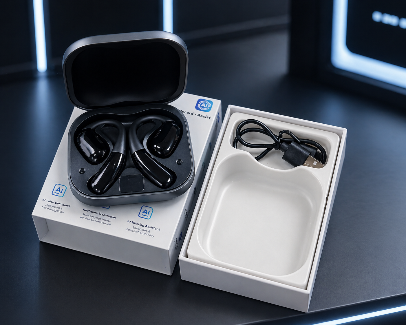 A51 AI Translation Earbuds – Open-Ear Smart Translator with 100+ Languages