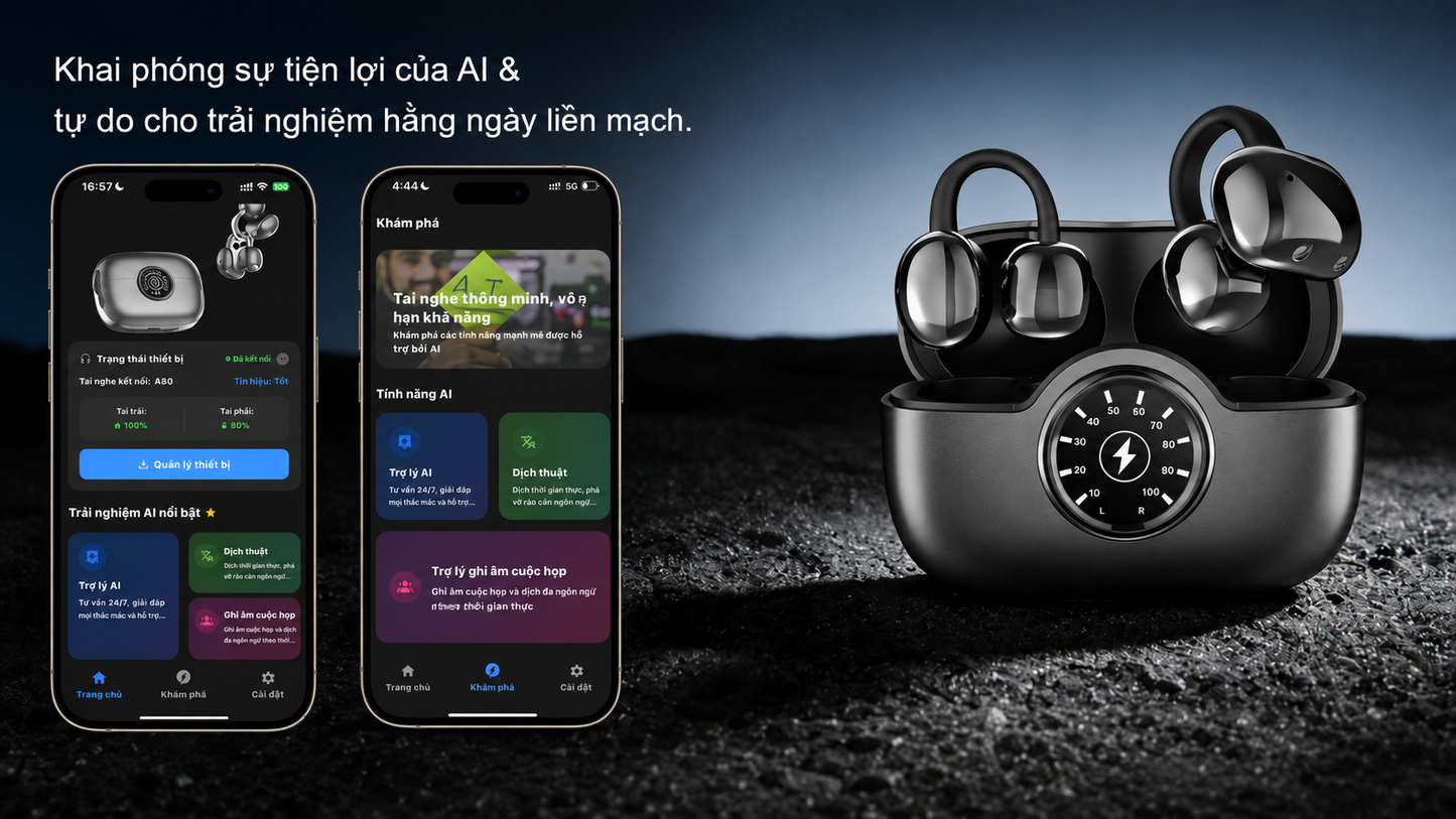 A51 Clip-On AI Translation Earbuds – Open-Ear Sports Translator with 100+ Languages